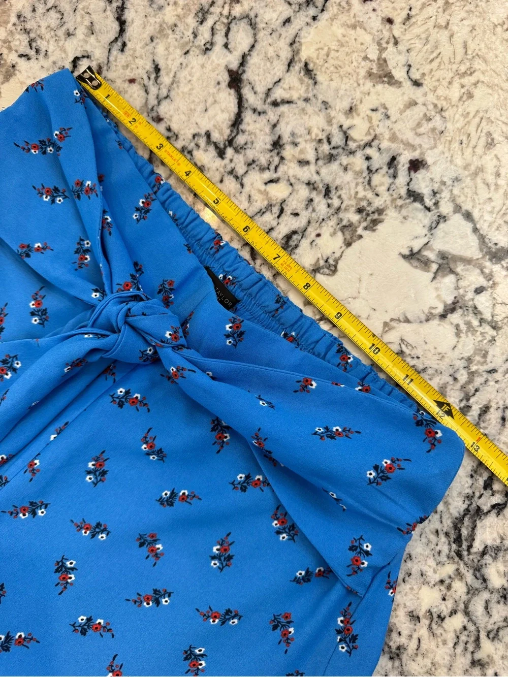 Ann Taylor Factory Blue Floral Tie Waist Wide Leg Crop Pants XS Boho Culottes - Picture 8 of 8